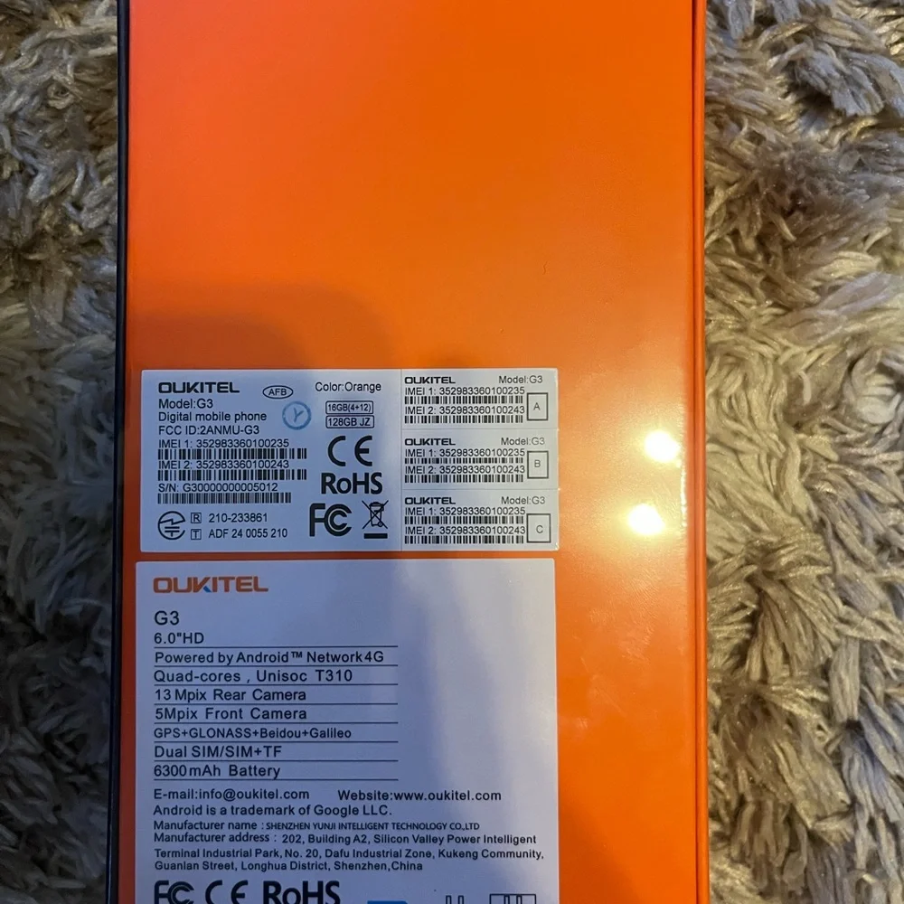 Oukitel G3 Mobile Phone in Orange
